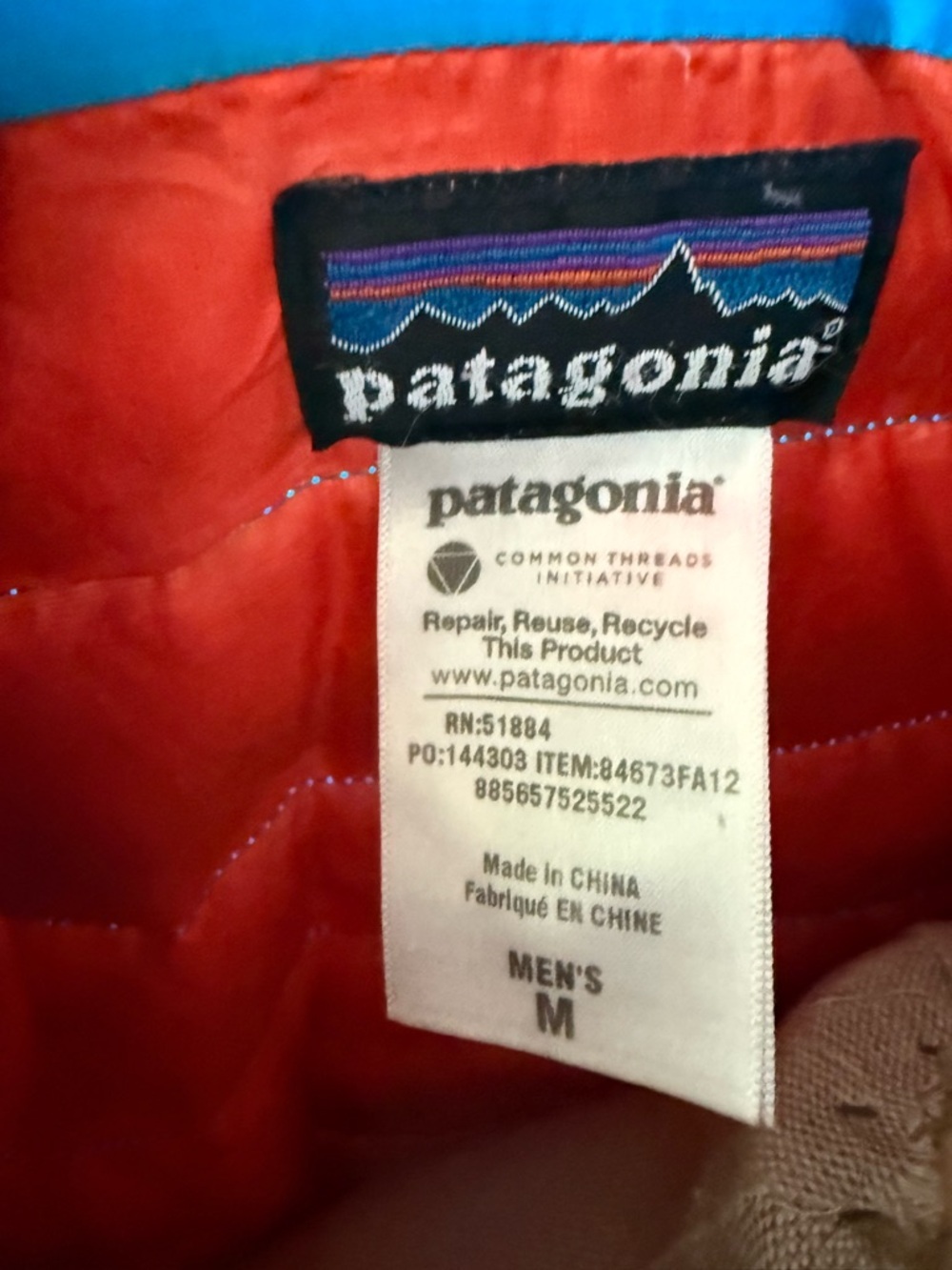 Patagonia Men's Down Sweater Blue Orange Zip Puffer Jacket Medium - Picture 4 of 7